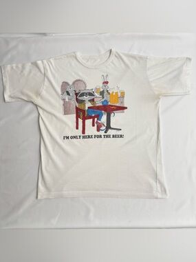 Vintage 90's 1991 Beer Racoon Cartoon Novelty Single Stitch T-shirt Mens Sz L